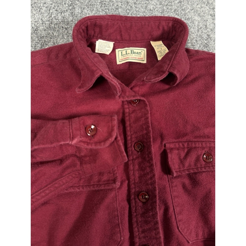 🌲 Vintage L.L. Bean Chamois Cloth Shirt Womens 8 Burgundy Made in USA